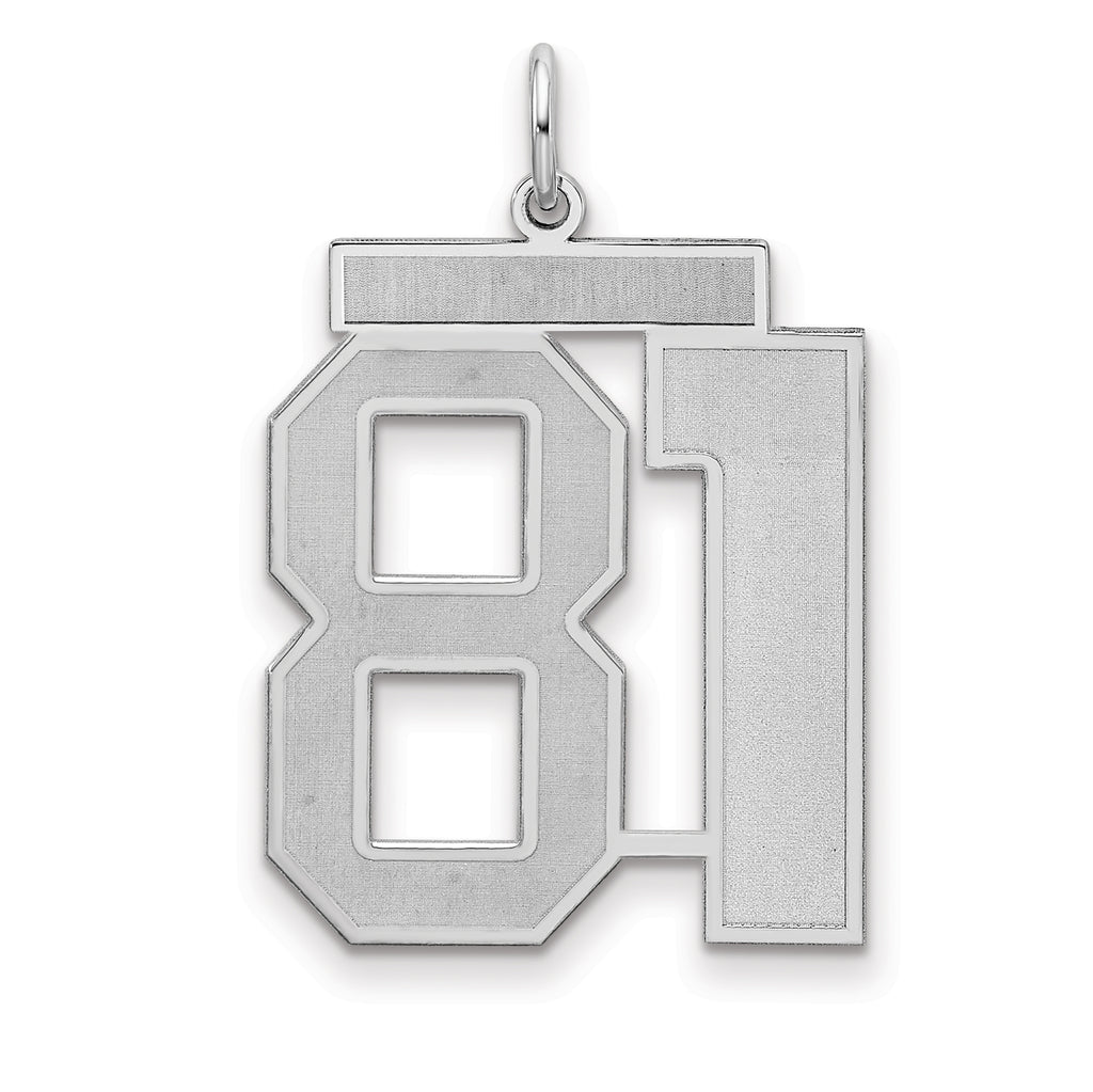 Sterling Silver/Rhodium-plated Satin Number 81 Charm