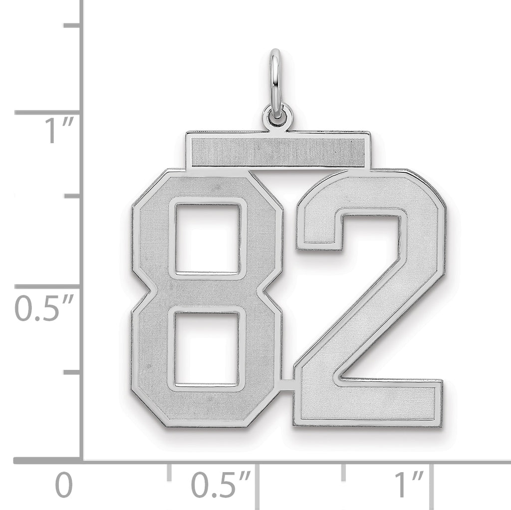 Sterling Silver/Rhodium-plated Satin Number 82 Charm