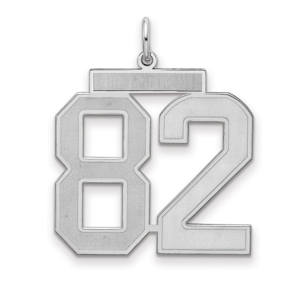 Sterling Silver/Rhodium-plated Satin Number 82 Charm