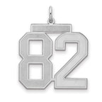 Sterling Silver/Rhodium-plated Satin Number 82 Charm