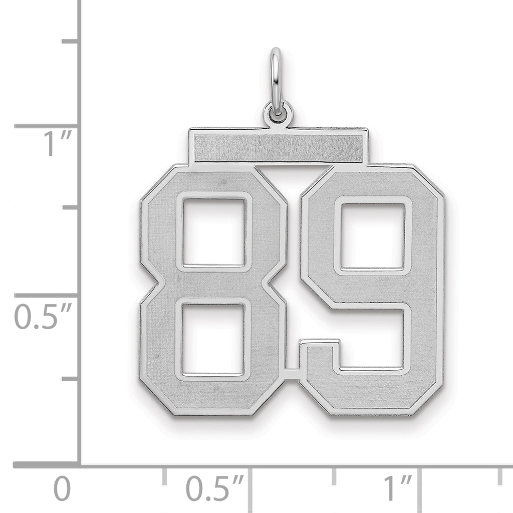 Sterling Silver/Rhodium-plated Satin Number 89 Charm