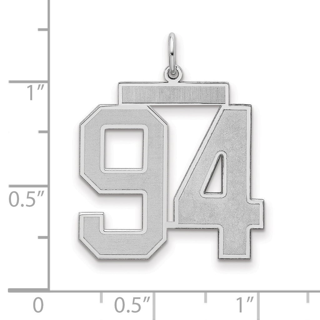 Sterling Silver/Rhodium-plated Satin Number 94 Charm