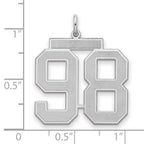 Sterling Silver/Rhodium-plated Satin Number 98 Charm