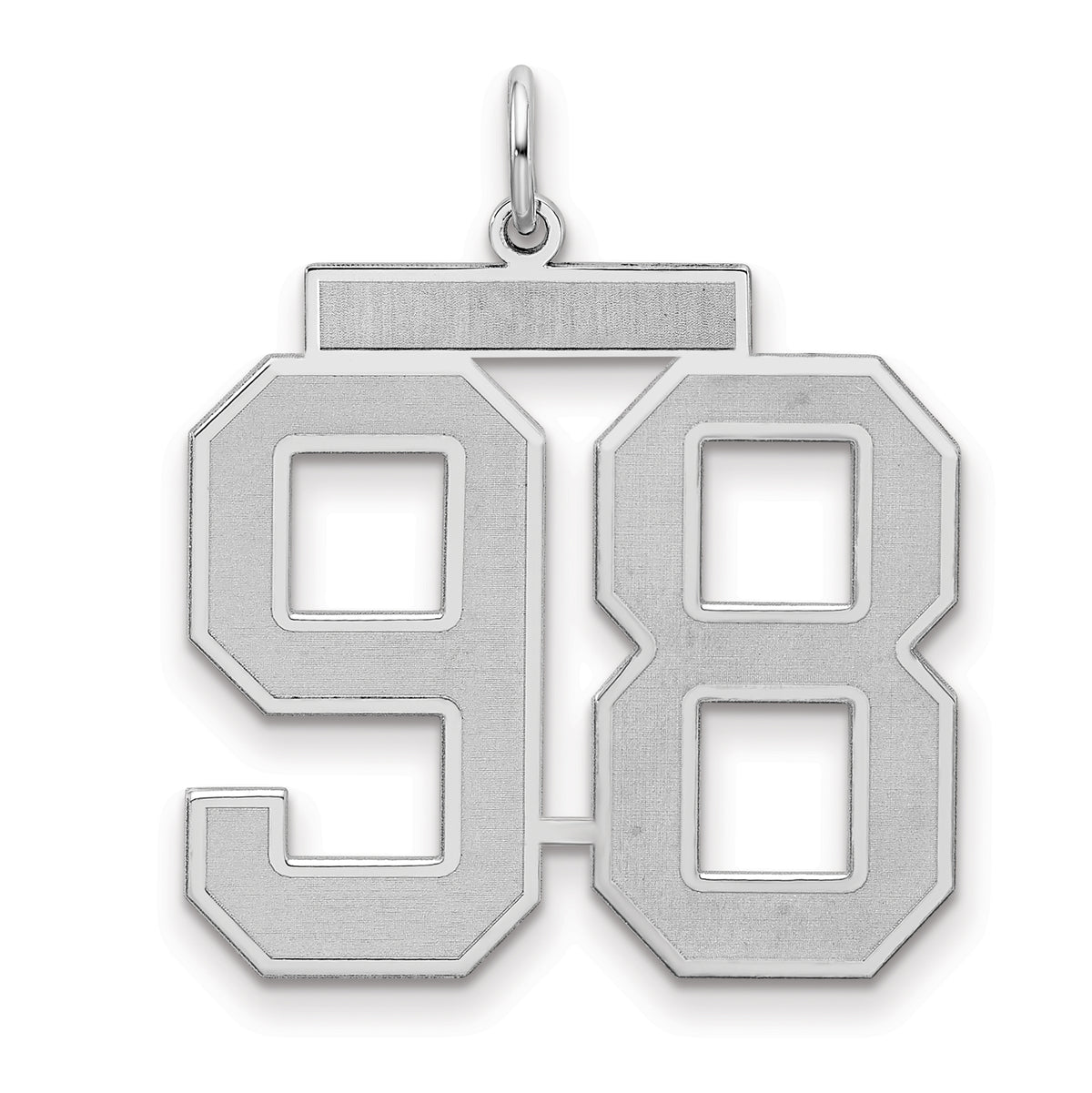Sterling Silver/Rhodium-plated Satin Number 98 Charm