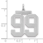 Number 99 Charm in Sterling Silver, 25mm Satin & Polished - Sophia Jewelers