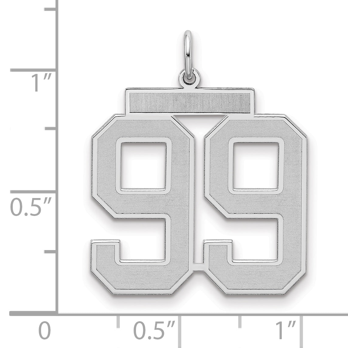 Number 99 Charm in Sterling Silver, 25mm Satin & Polished - Sophia Jewelers