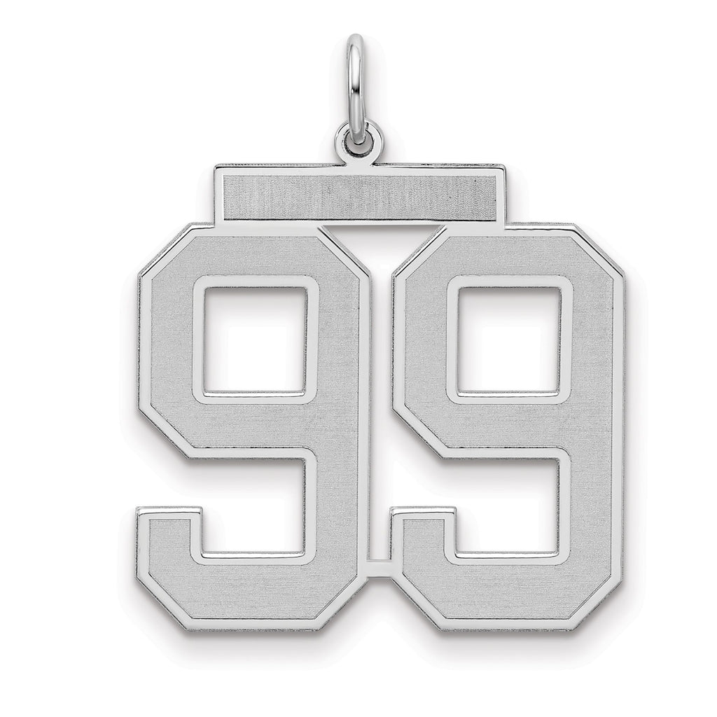 Number 99 Charm in Sterling Silver, 25mm Satin & Polished - Sophia Jewelers