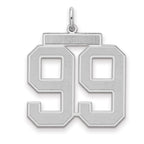Number 99 Charm in Sterling Silver, 25mm Satin & Polished - Sophia Jewelers