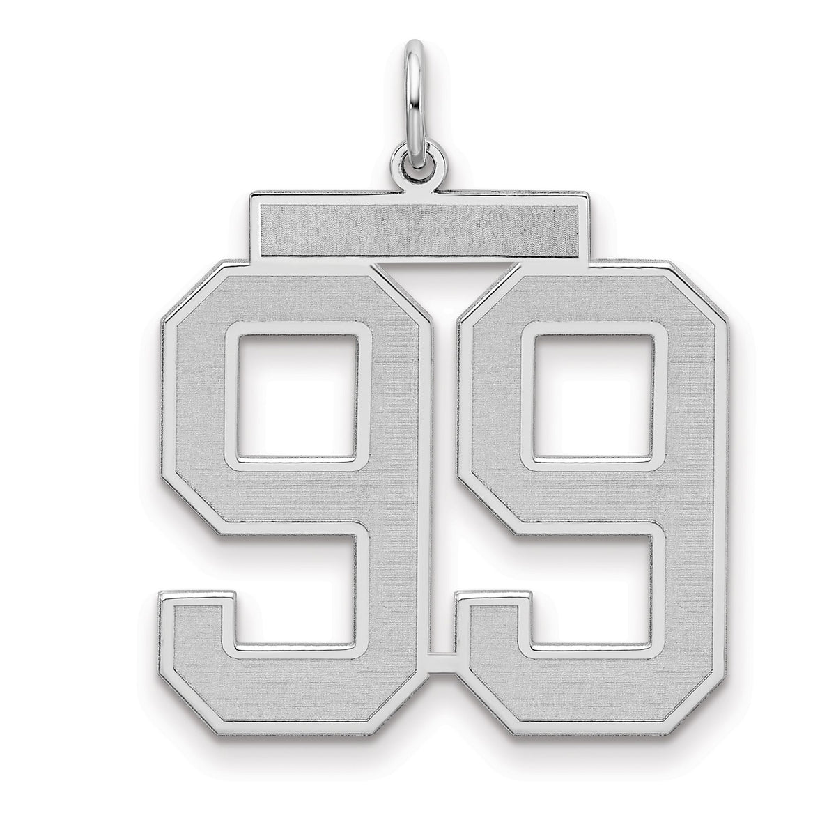 Number 99 Charm in Sterling Silver, 25mm Satin & Polished - Sophia Jewelers