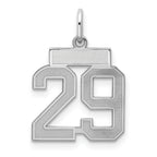 Sterling Silver/Rhodium-plated Satin Number 29 Charm
