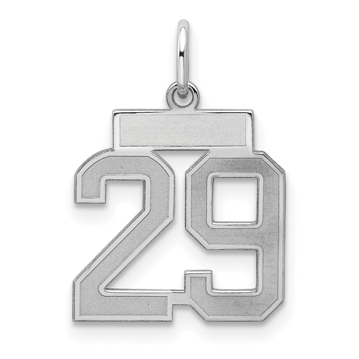 Sterling Silver/Rhodium-plated Satin Number 29 Charm