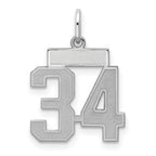 Sterling Silver/Rhodium-plated Satin Number 34 Charm