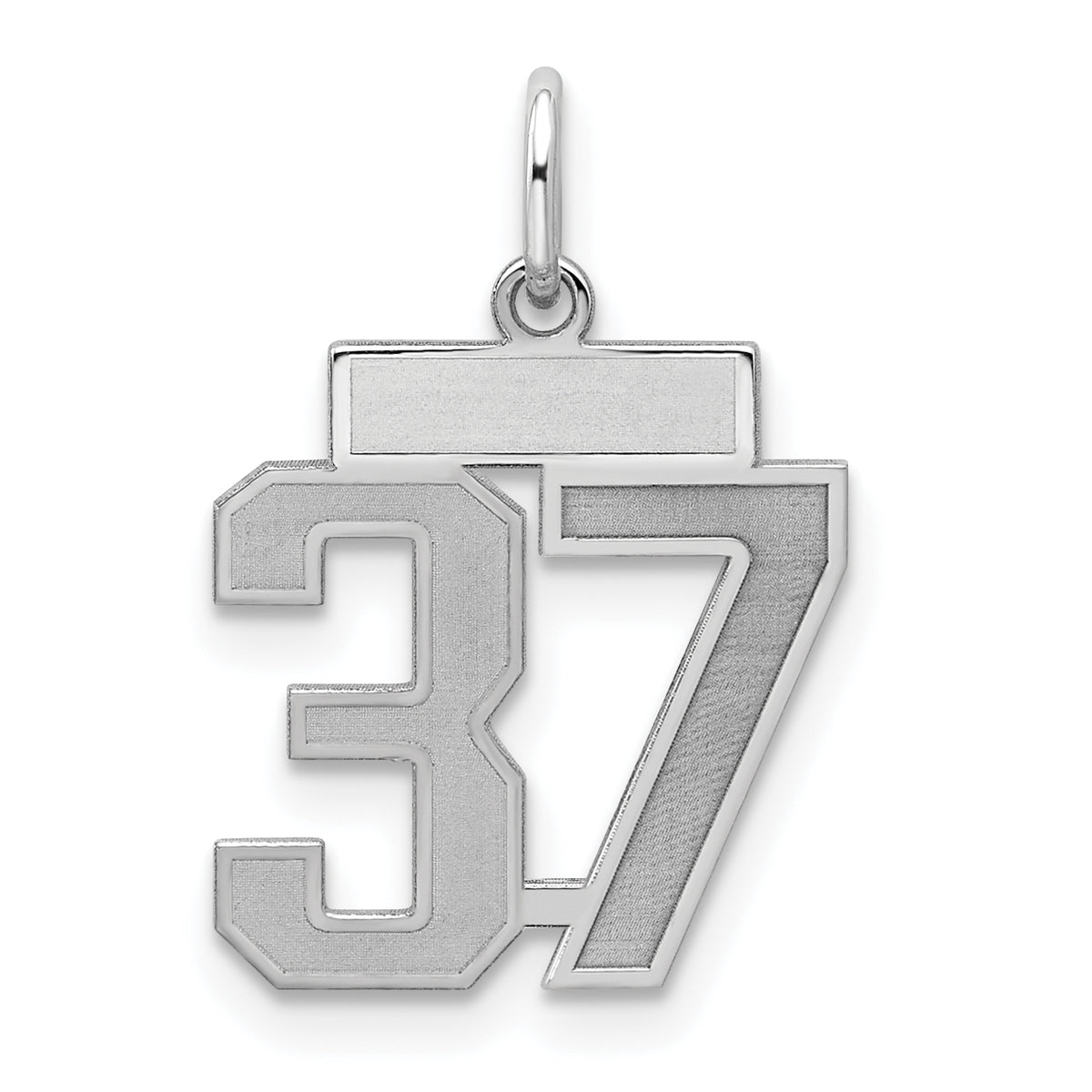 Number 37 Charm in Sterling Silver, 19mm Satin & Polished - Sophia Jewelers