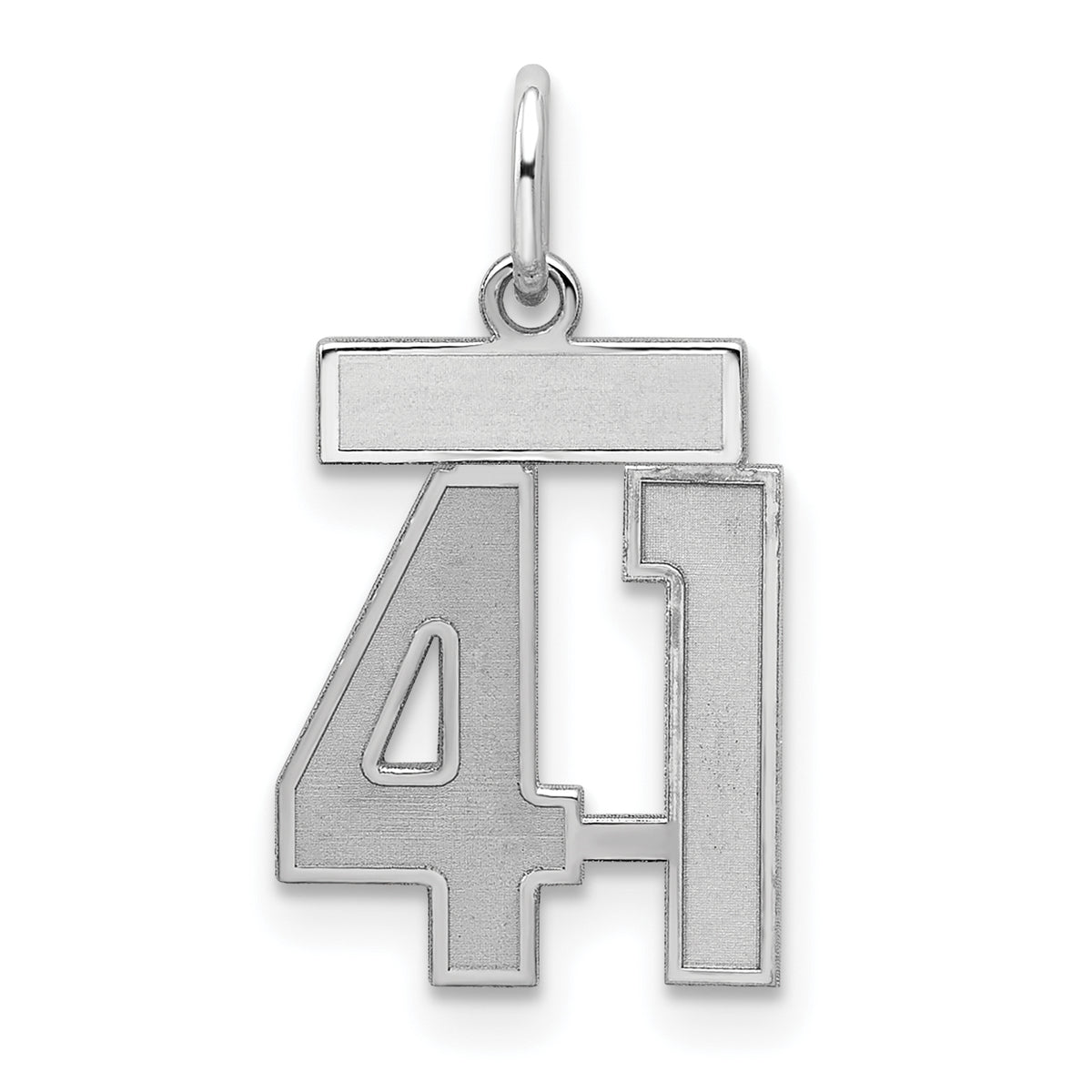 Number 41 Charm in Sterling Silver, 19mm Satin - Sophia Jewelers