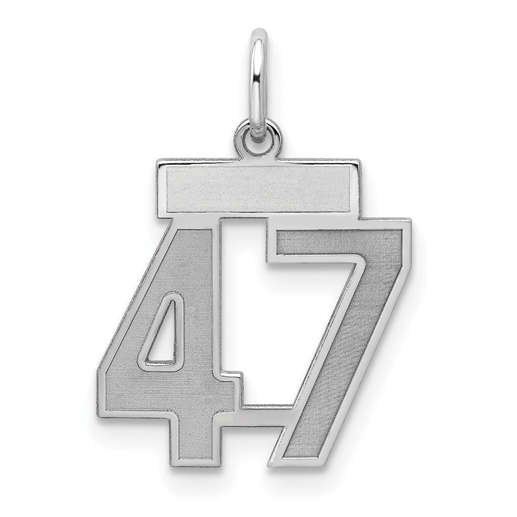 Number 47 Charm in Sterling Silver, 19mm Satin & Polished - Sophia Jewelers