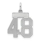 Sterling Silver/Rhodium-plated Satin Number 48 Charm