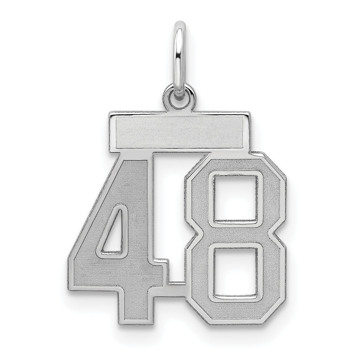 Sterling Silver/Rhodium-plated Satin Number 48 Charm