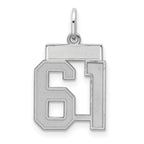Sterling Silver/Rhodium-plated Satin Number 61 Charm