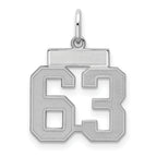 Number 63 Charm in Sterling Silver, 19mm Satin & Polished - Sophia Jewelers