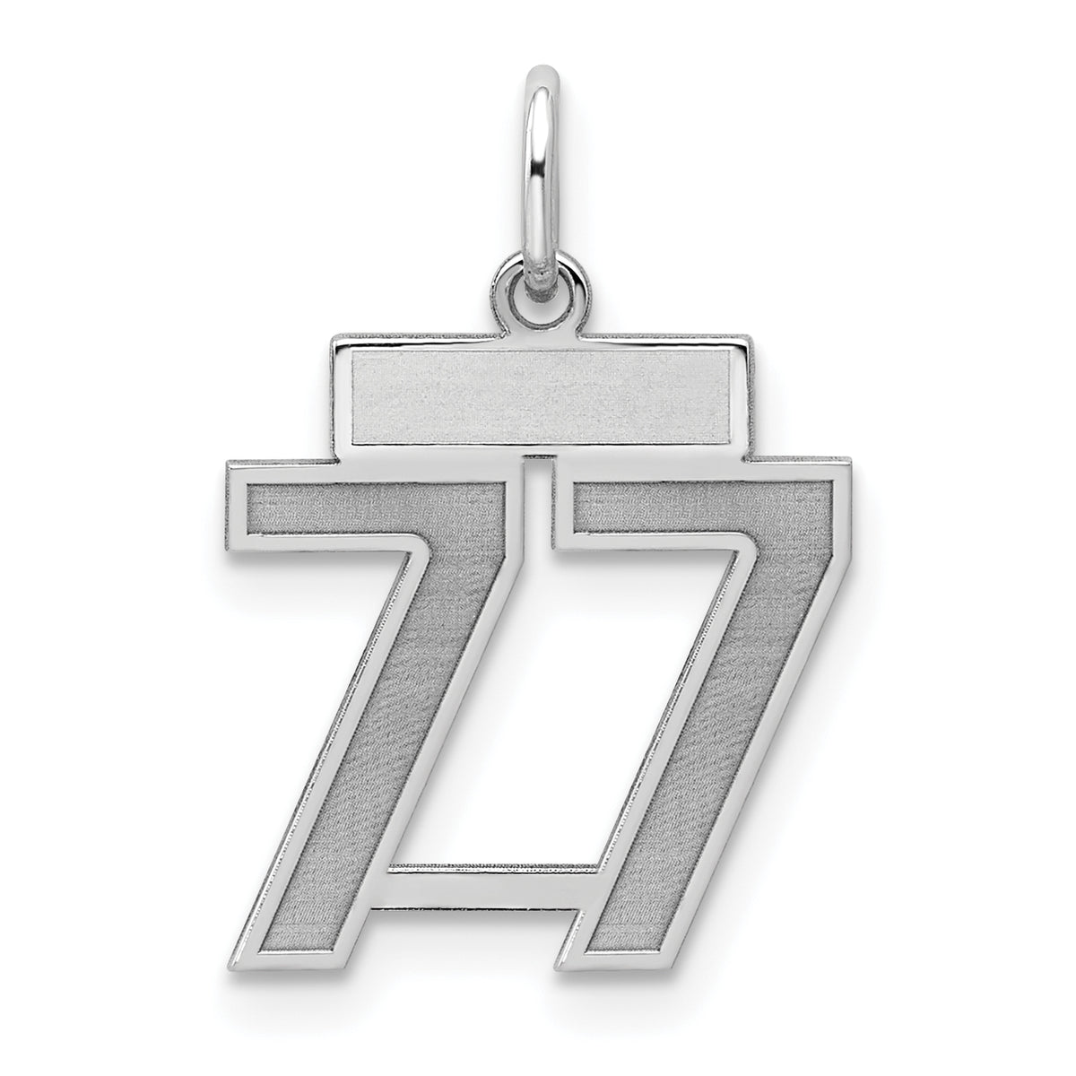 Sterling Silver/Rhodium-plated Satin Number 77 Charm