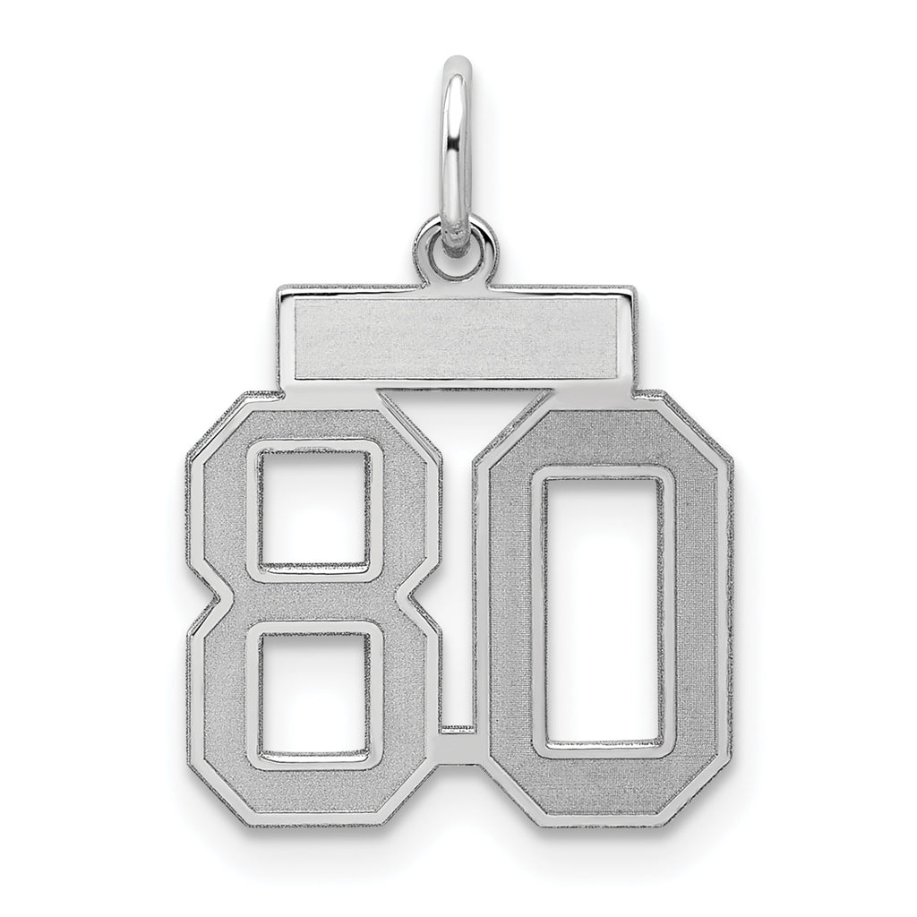 Number 80 Charm in Sterling Silver, 19mm Satin & Polished - Sophia Jewelers
