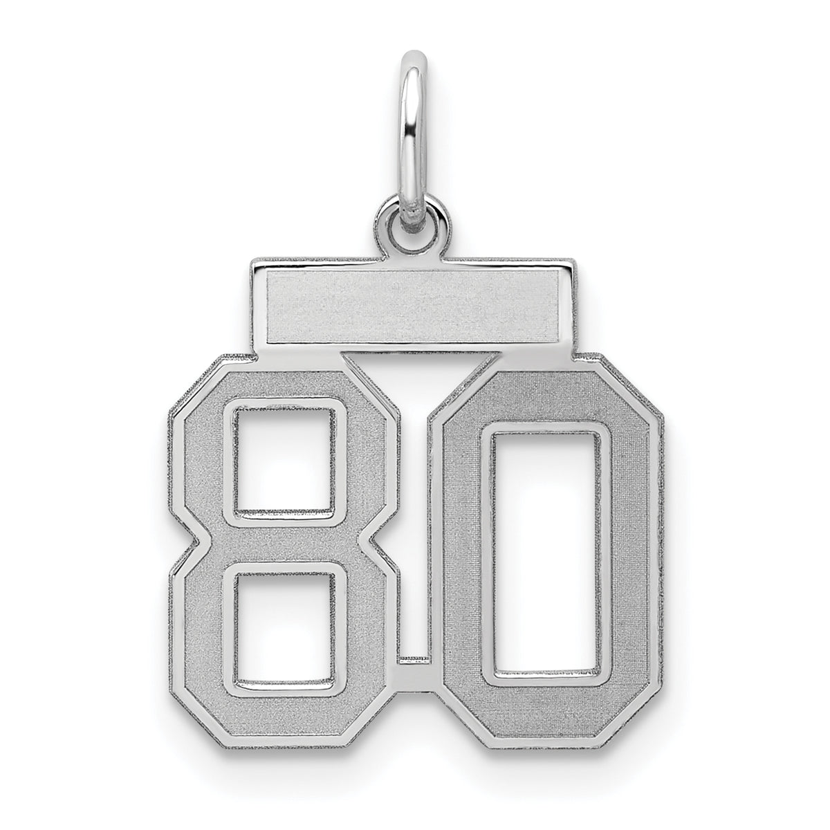Number 80 Charm in Sterling Silver, 19mm Satin & Polished - Sophia Jewelers