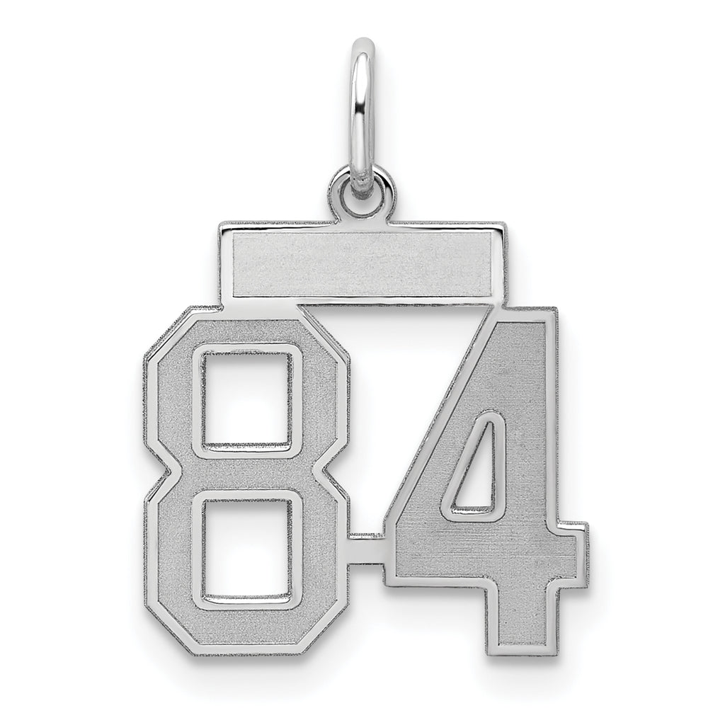 Sterling Silver/Rhodium-plated Satin Number 84 Charm