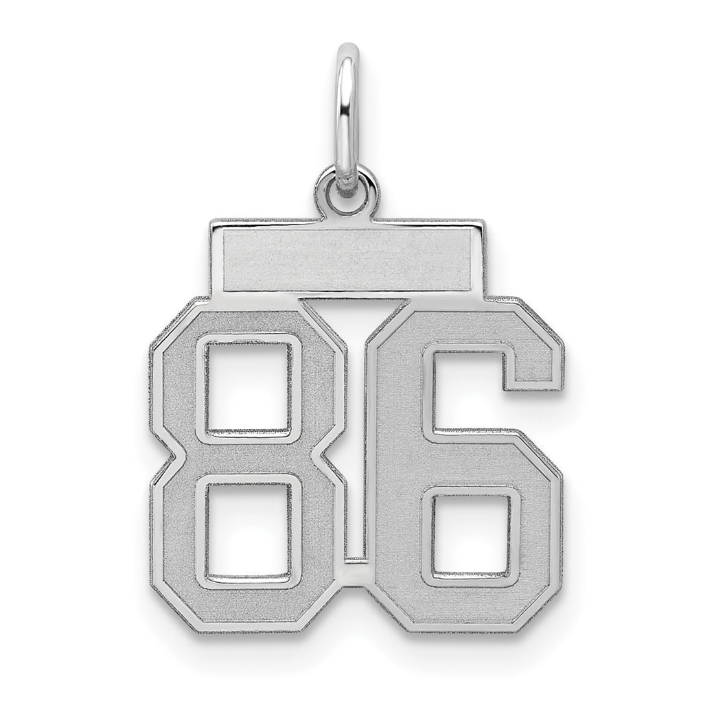 Number 86 Charm in Sterling Silver, 19mm Satin & Polished - Sophia Jewelers