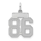 Number 86 Charm in Sterling Silver, 19mm Satin & Polished - Sophia Jewelers
