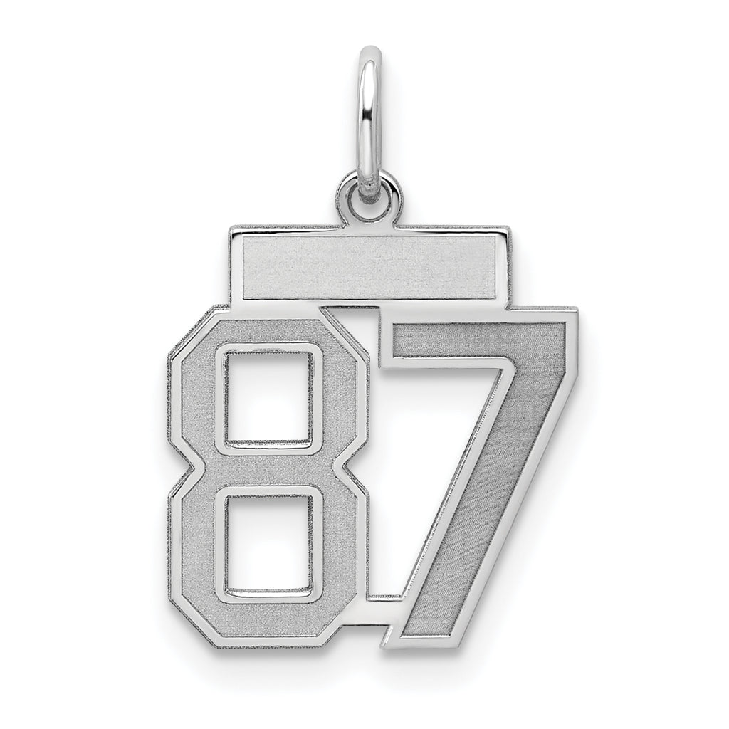 Number 87 Charm in Sterling Silver, 19mm Satin & Polished - Sophia Jewelers