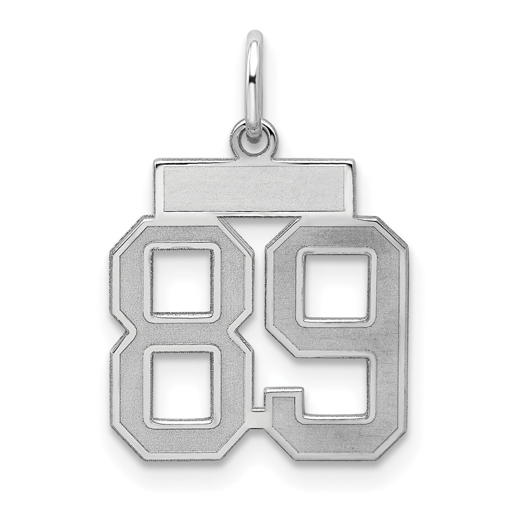 Sterling Silver/Rhodium-plated Satin Number 89 Charm