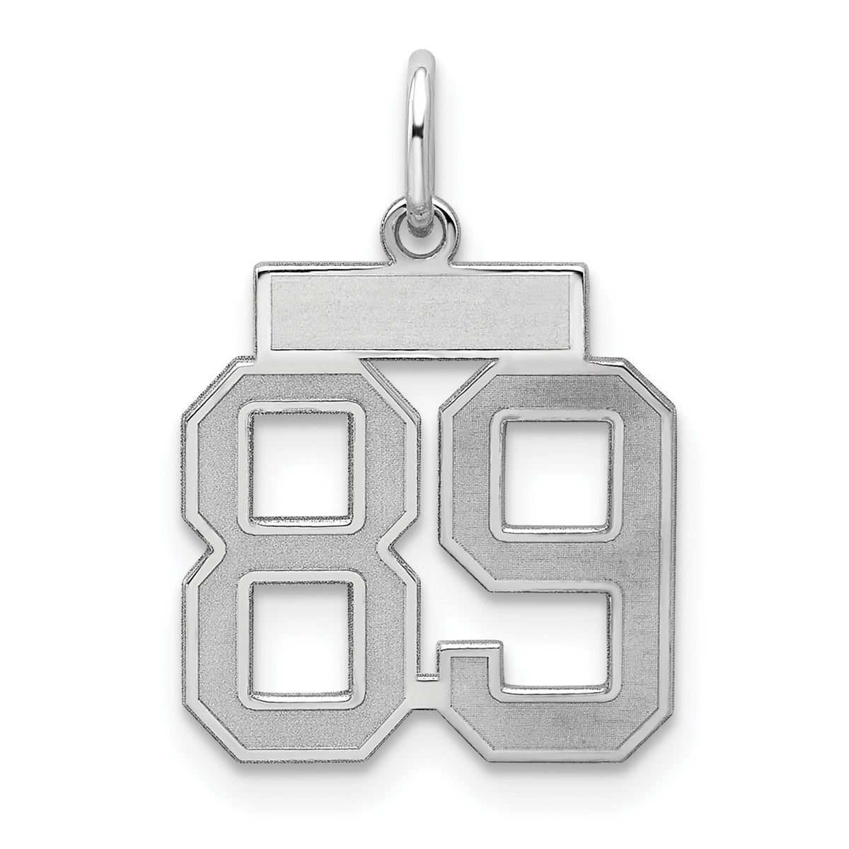 Sterling Silver/Rhodium-plated Satin Number 89 Charm