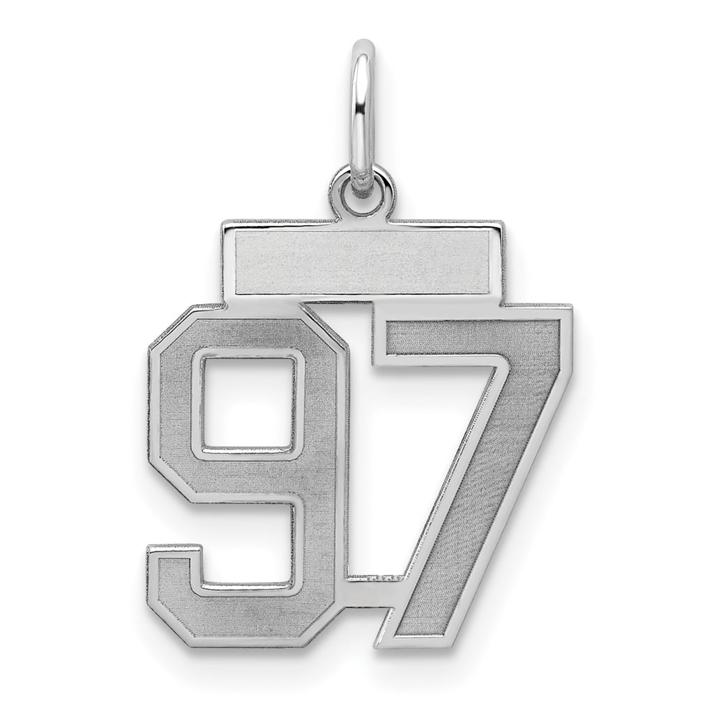 Number 97 Charm in Sterling Silver, 19mm Satin - Sophia Jewelers