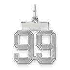 Sterling Silver/Rhodium-plated Satin Number 99 Charm