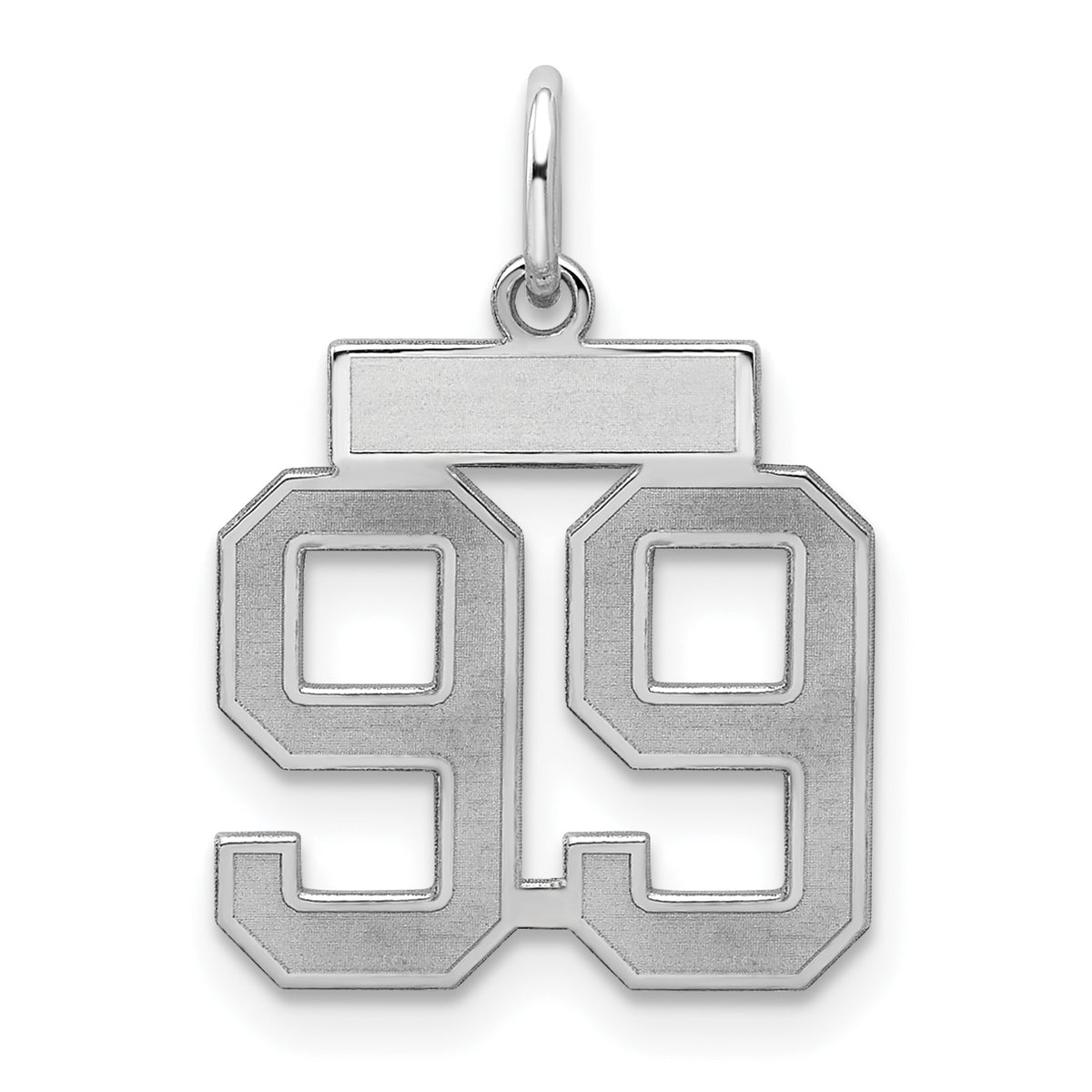 Sterling Silver/Rhodium-plated Satin Number 99 Charm