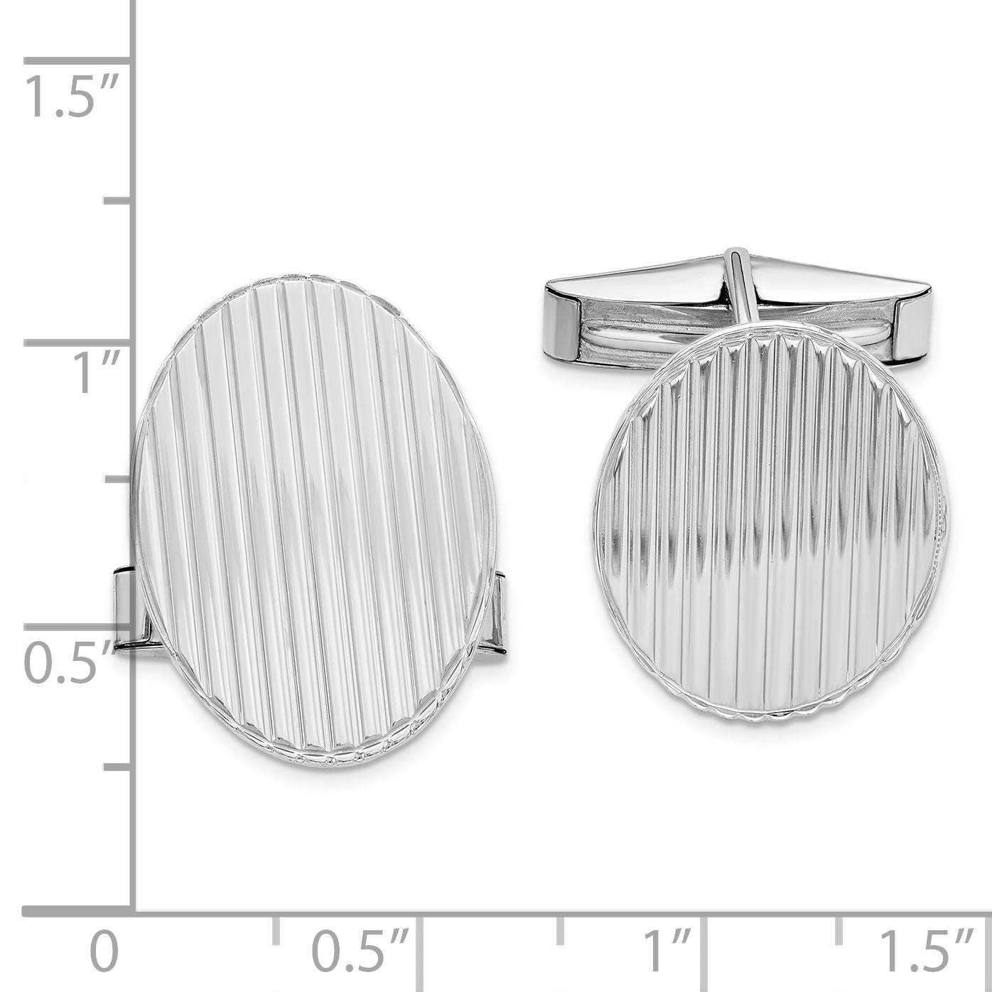 Polished Sterling Silver Rhodium-Plated Cuff Links Secondary image