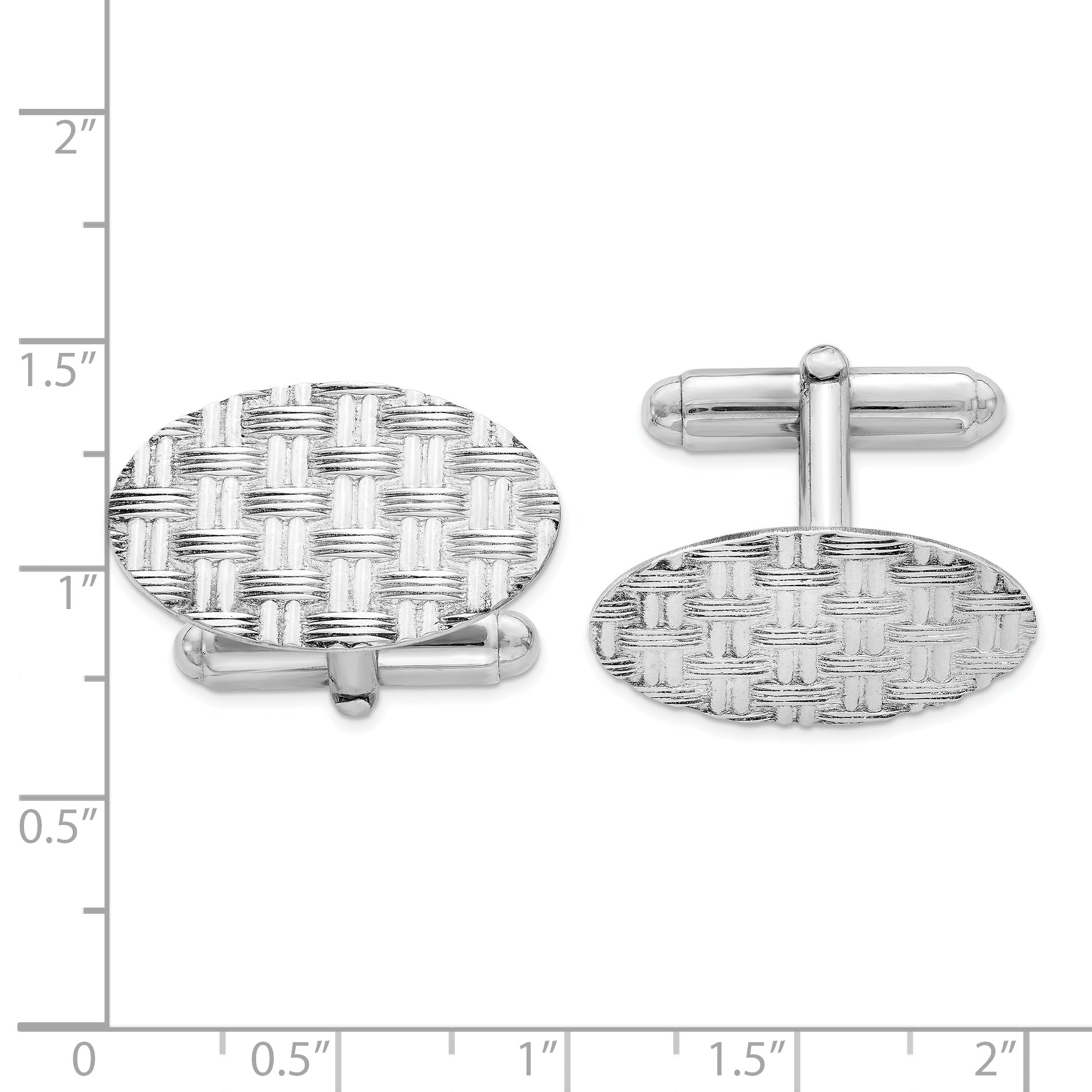 Polished Sterling Silver Rhodium-Plated Cuff Links Secondary image