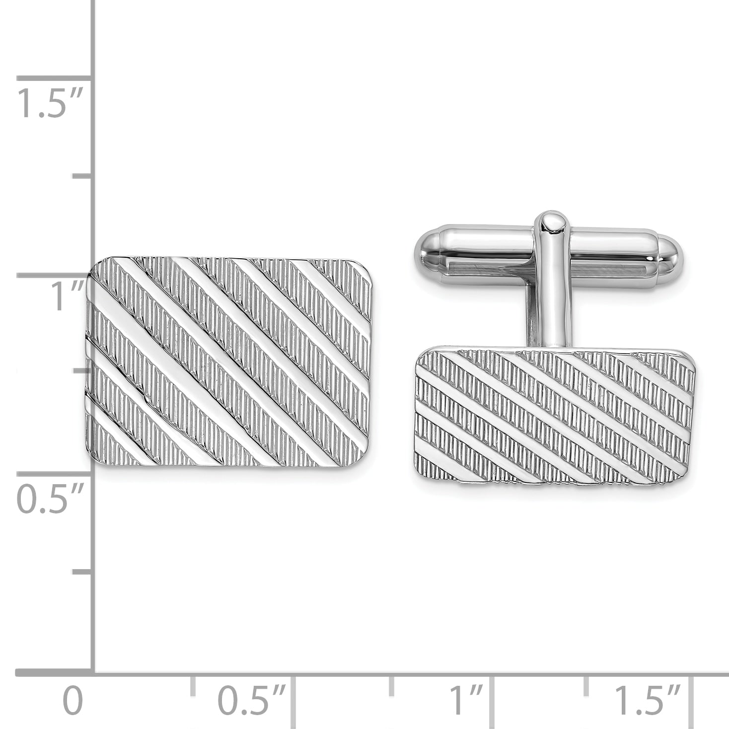 Polished Sterling Silver Rhodium-Plated Cuff Links Secondary image