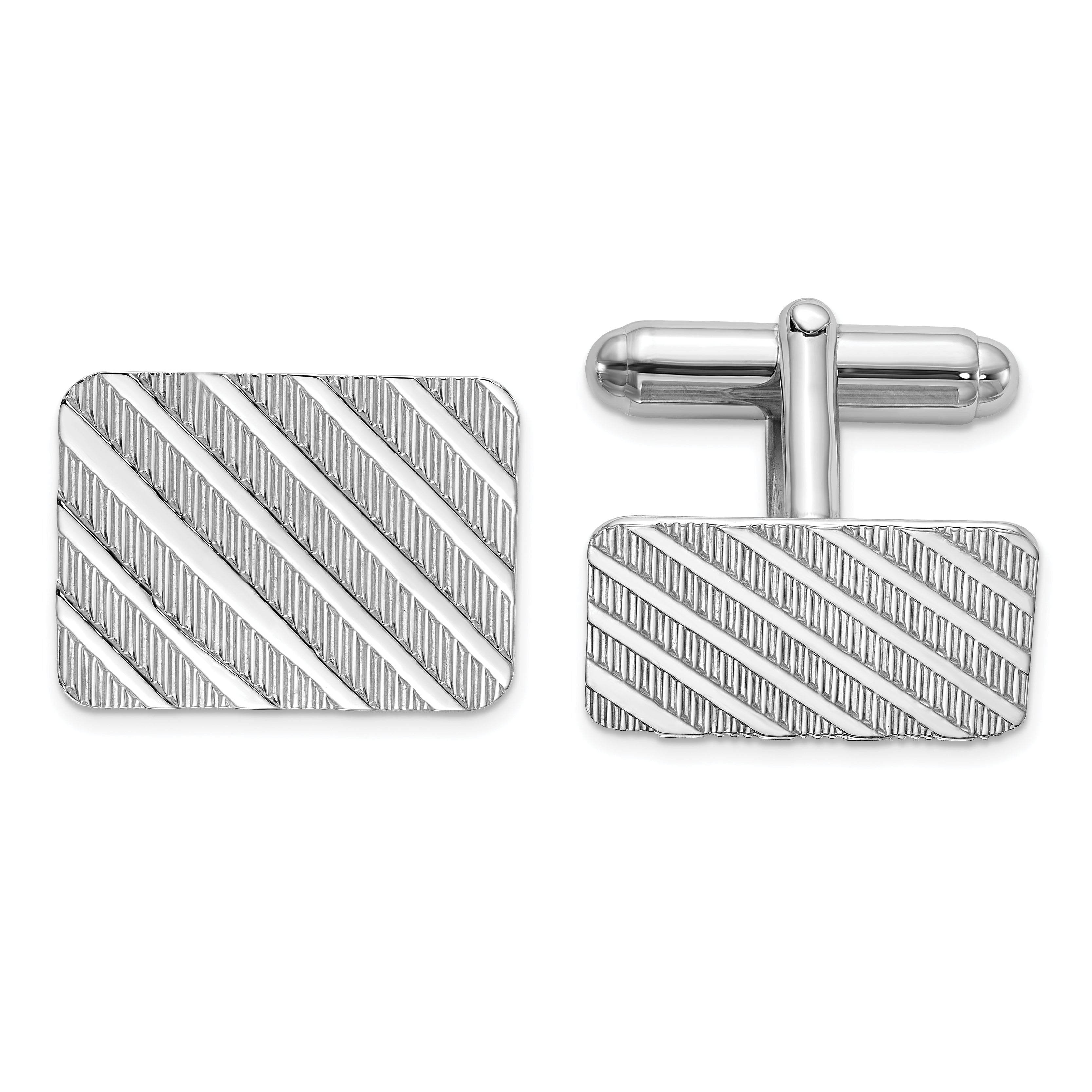 Sterling Silver Rhodium-plated Cuff Links