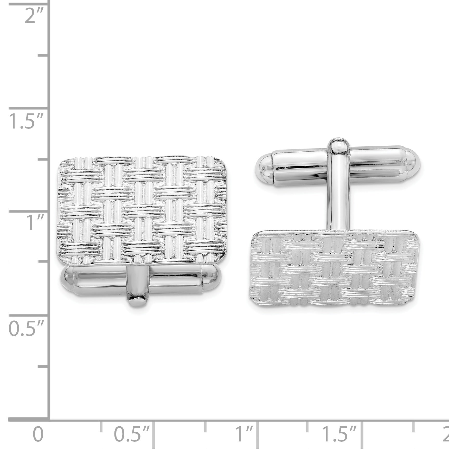 Polished Sterling Silver Rhodium-Plated Cuff Links Secondary image