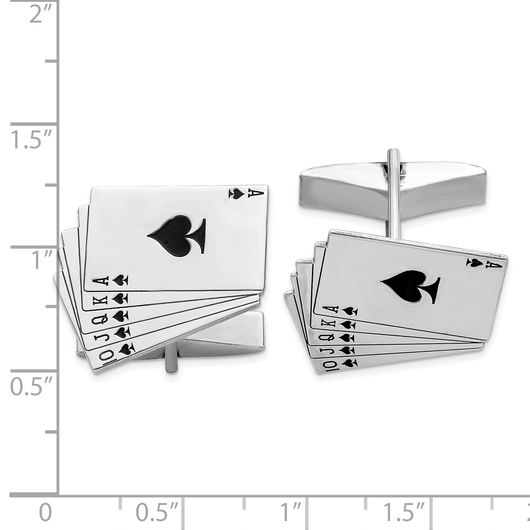 Rhodium-Plated Sterling Silver Royal Flush Cuff Links Secondary image