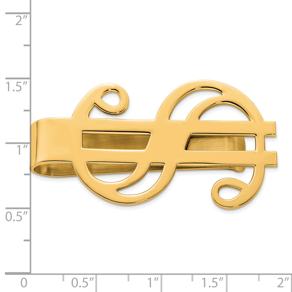 Sterling Silver Gold-plated Dollar Sign Money Clip