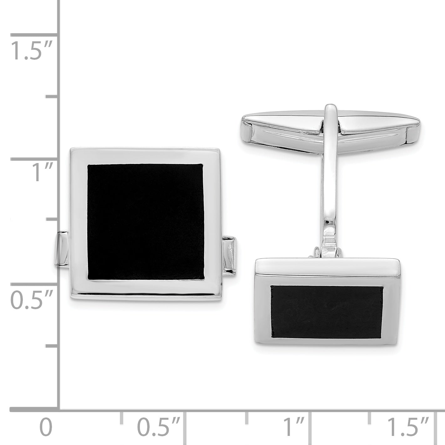 Polished Sterling Silver Onyx Cuff Links Secondary image