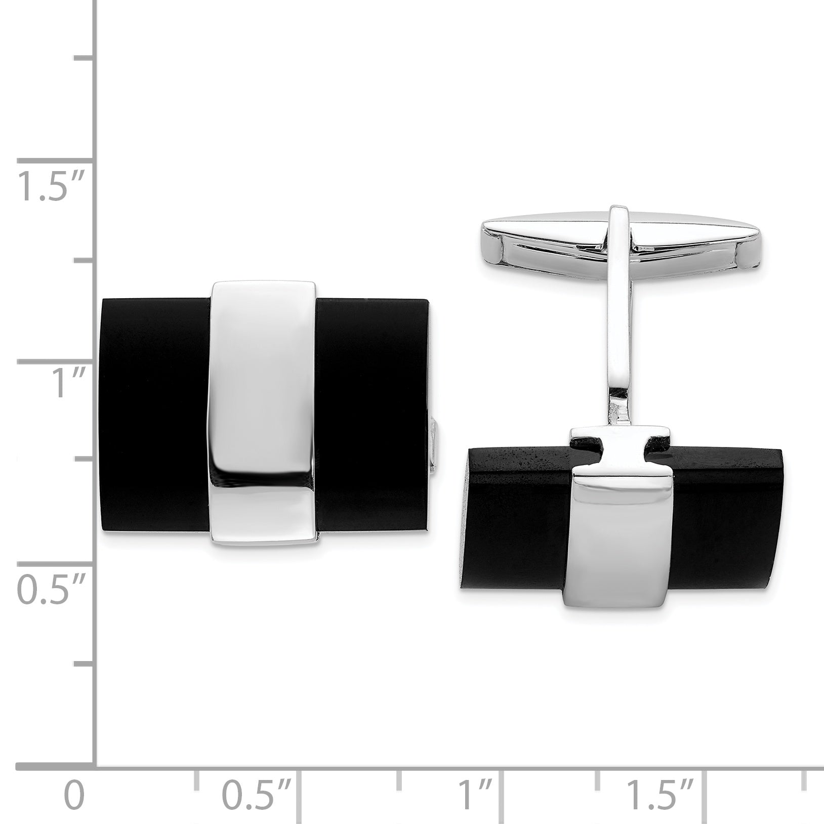 Sterling Silver Black Onyx Cuff Links Secondary image