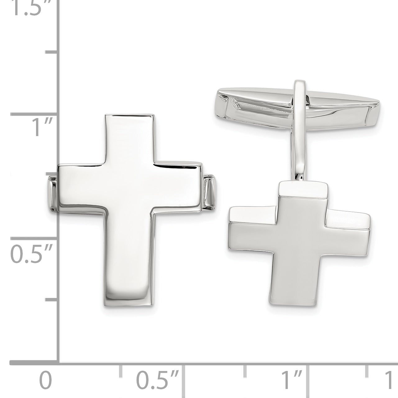 Polished Sterling Silver Cross Cuff Links Secondary image