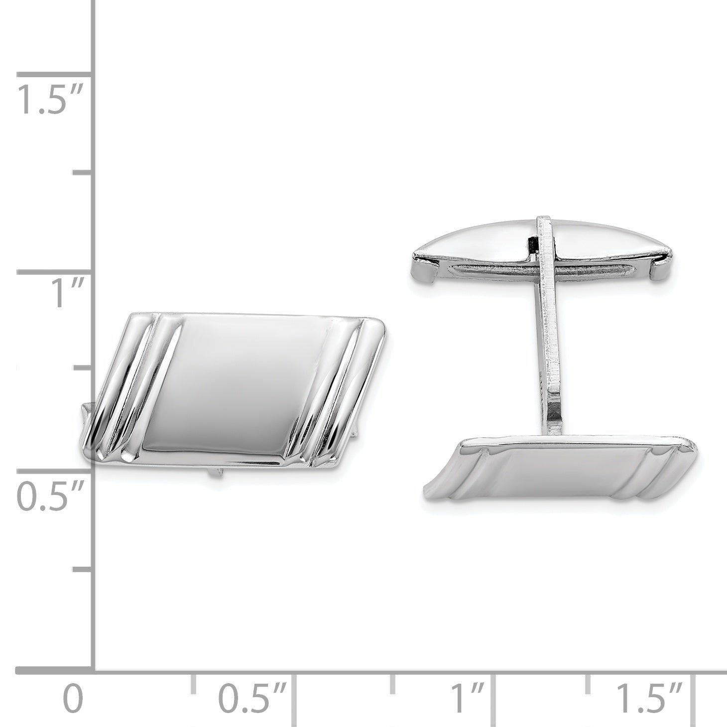 Rhodium-Plated Sterling Silver Diagonal Stripe Cuff Links Secondary image
