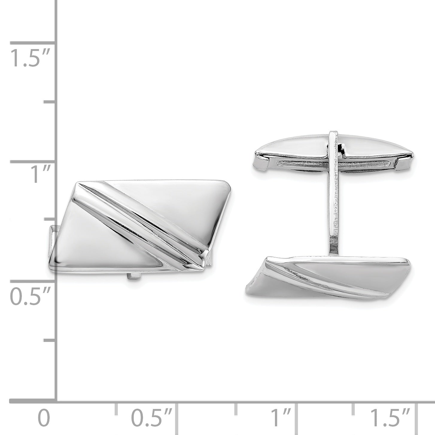 Rhodium-Plated Sterling Silver Stripe Cuff Links Secondary image