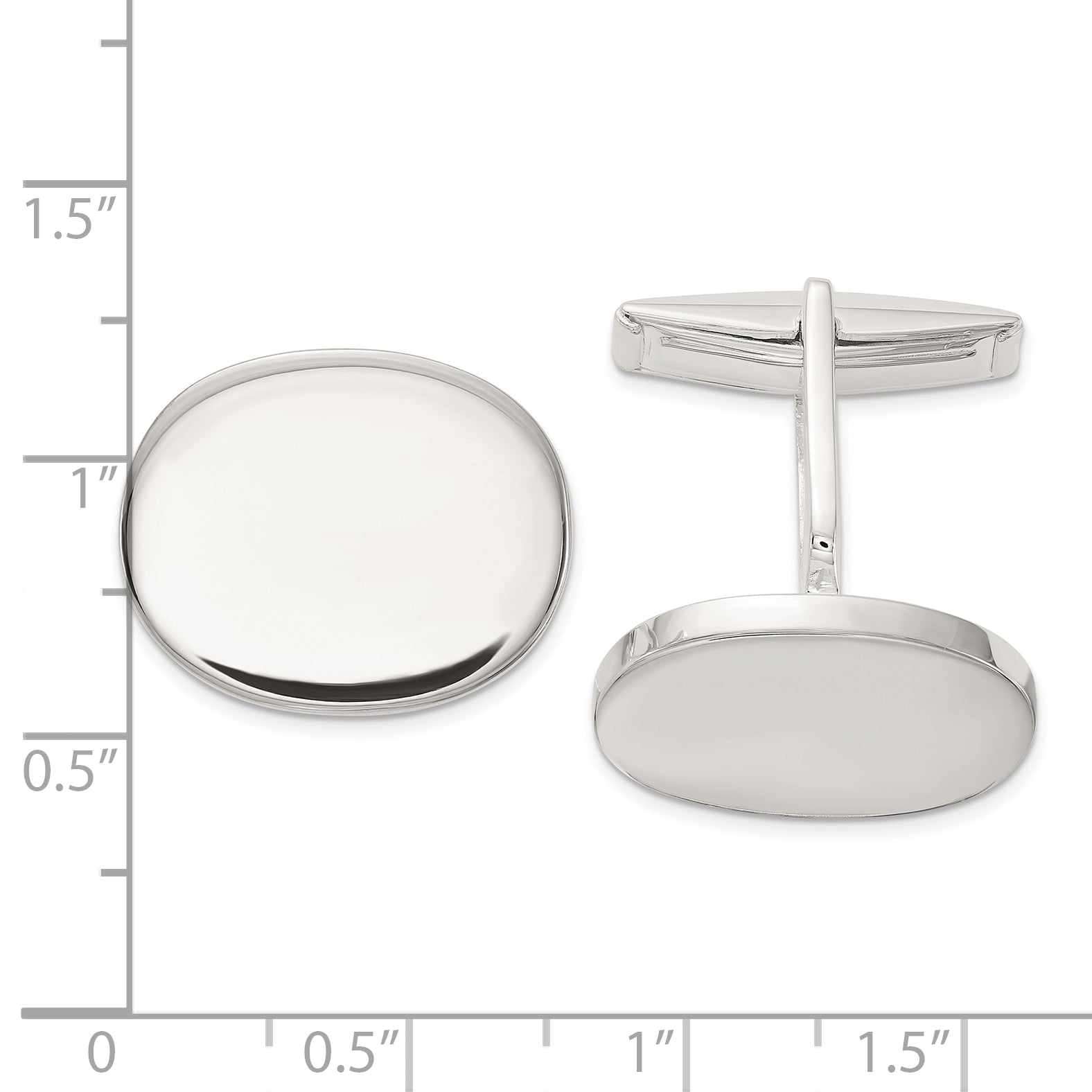 Polished Sterling Silver Oval Cuff Links Secondary image