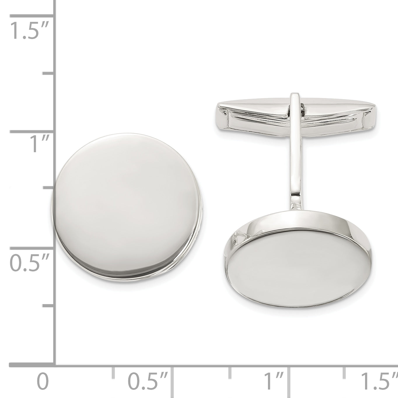 Polished Sterling Silver Round Cuff Links Secondary image