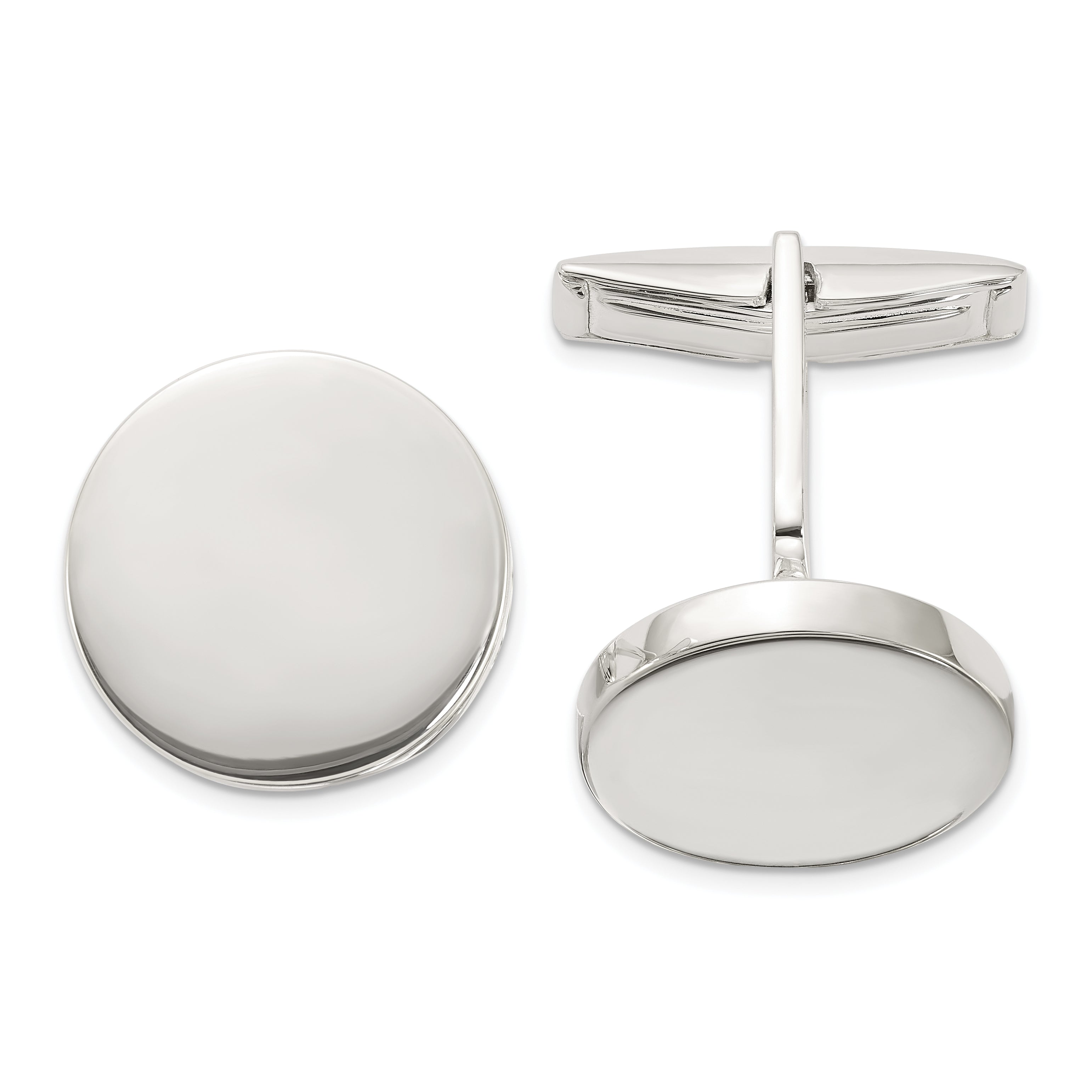 Sterling Silver Polished Round Cuff Links Main image